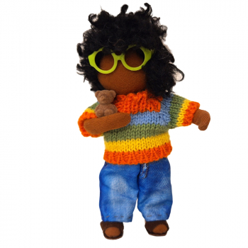 Cooler Junge 12cm im bunten Pulli mit Brille